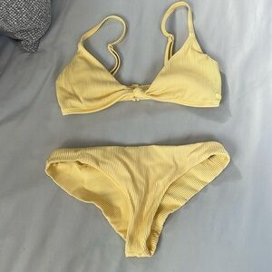 Roxy Ribbed Yellow Bikini Set